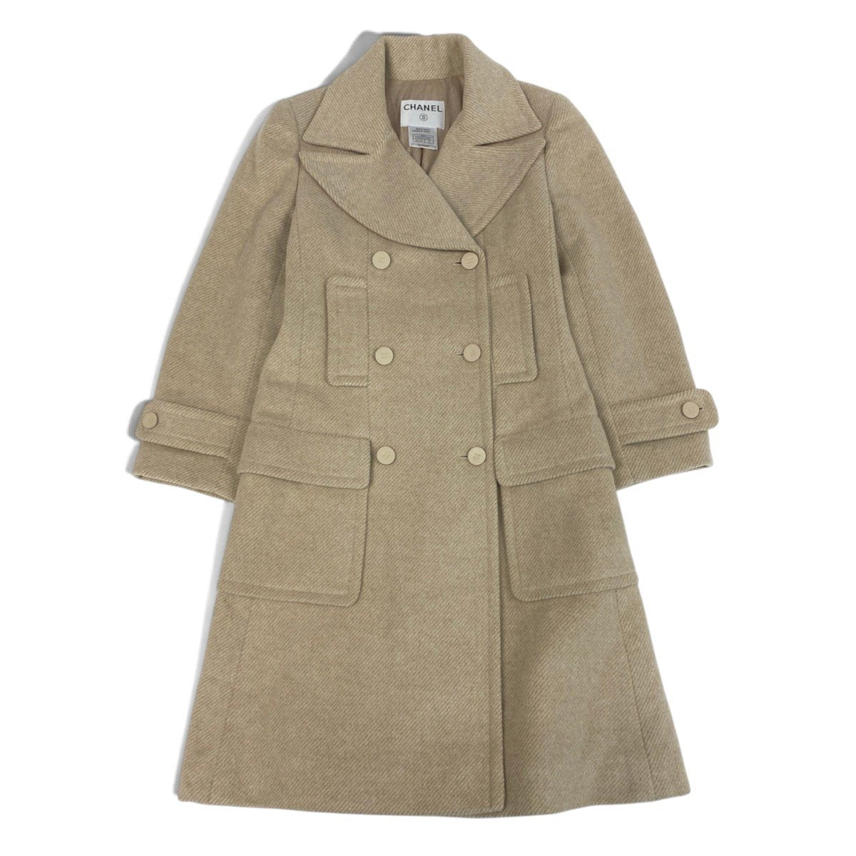 i22 CHANEL シャネル 01A カシゴラブレンド ロングコート Cashgota Blend Long Coat P18441 Size36 ベージュt18r