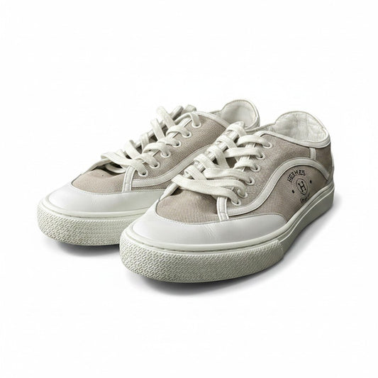 e18 HERMES エルメス ゲット サイドHロゴ スニーカー Get H Logo Low Sneakers サイズ38.5 ホワイト シューズ 保存袋有t18r