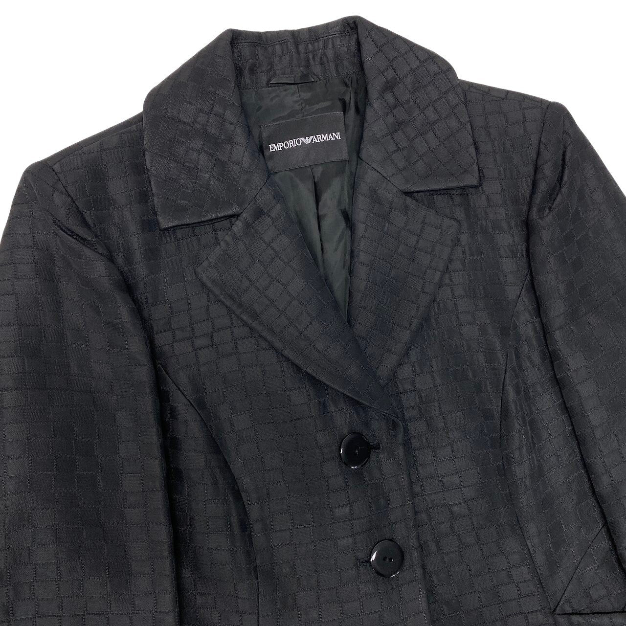 50g4 EMPORIO ARMANI エンポリオアルマーニ テーラードジャケット  総柄 サイズ44 ブラック レディース フォーマルo07t
