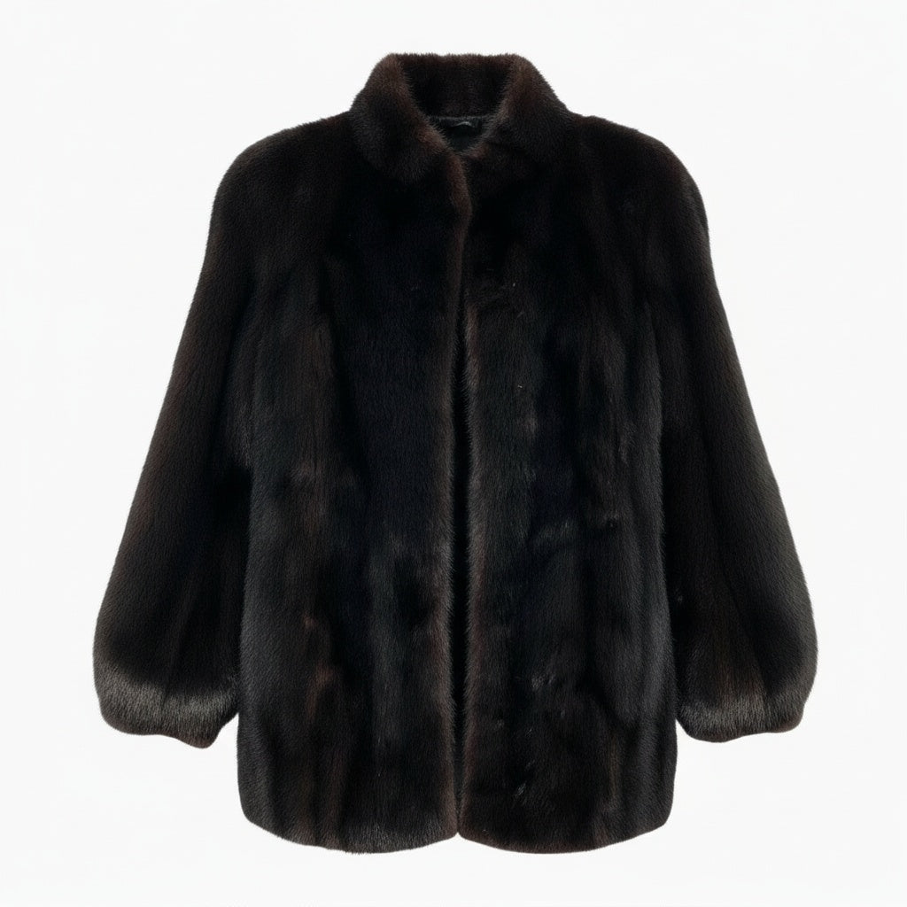 17a16 ダークミンク ロングコート サイズ11 Black ブラック 本毛皮 Dark Mink Fur Long Coatt18r