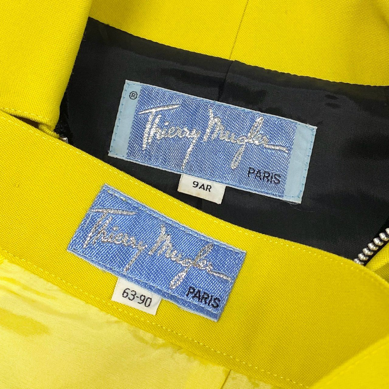 27a23 Thierry Mugler ティエリーミュグレー W Zip Set Up ダブルジップデザイン セットアップ 9AR イエロー 希少デザイン Vintage ヴィンテージt18r