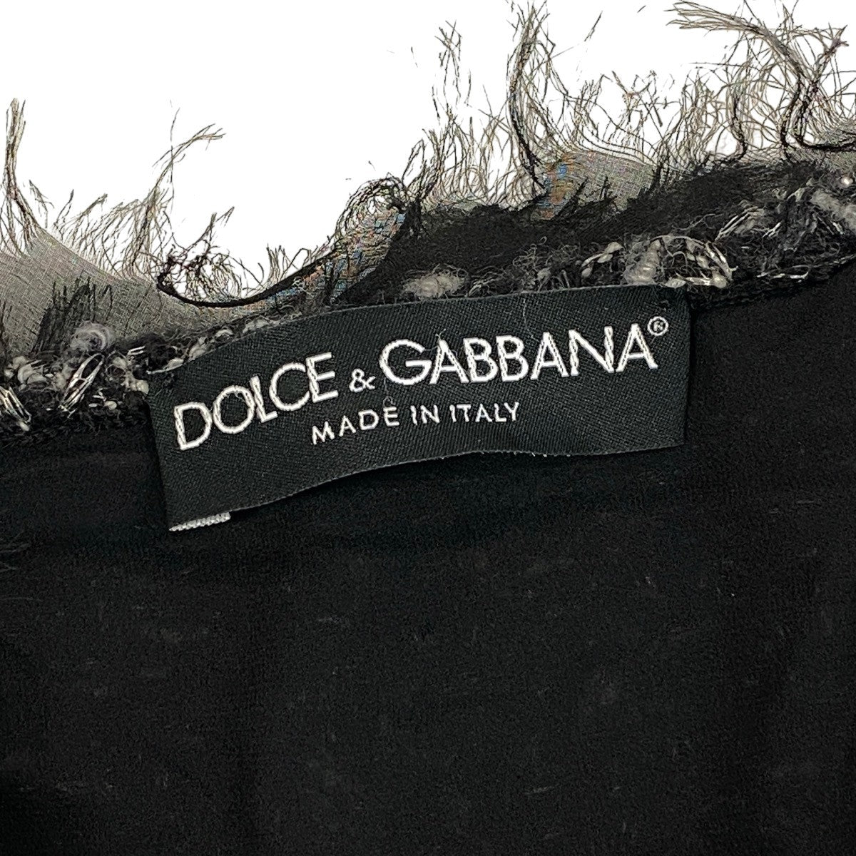 Ej19 DOLCE＆GABBANA ドルチェアンドガッバーナ ツイード ノーカラーコート サイズ42 ブラック レディースo07t