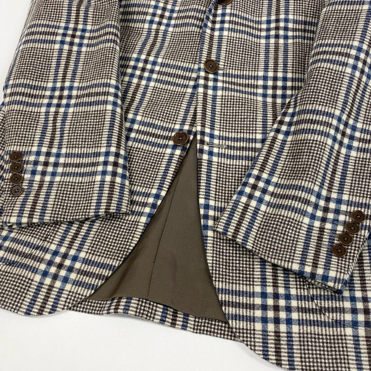 27L12 《美品》 BEAMS F ビームスエフ テーラードジャケット ウールジャケット ブレザー 95 アイボリー ブラウン ウール メンズ 男性用u02t