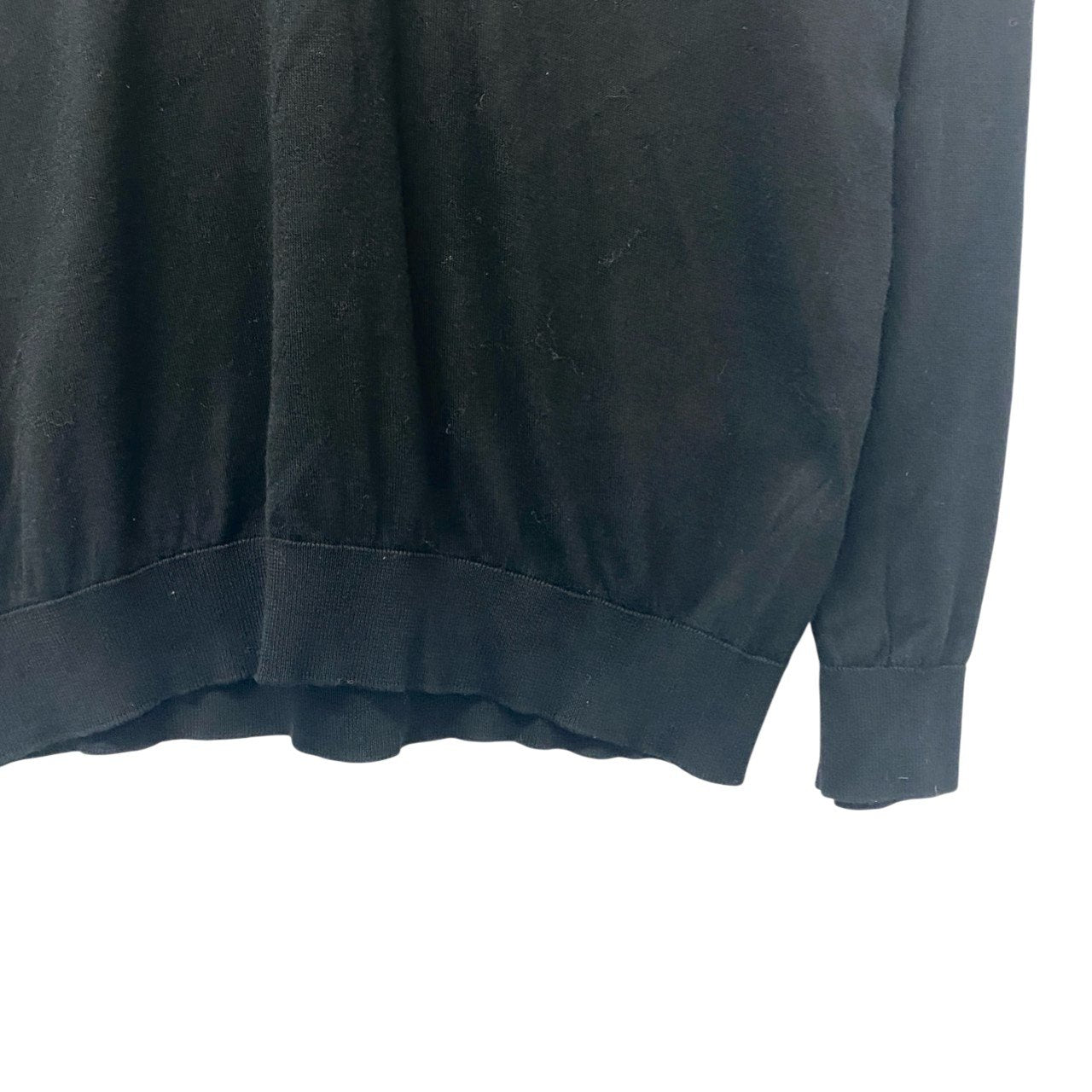 24b16 【美品】JOHNSMEDLEY ジョンスメドレー Vネックロングスリーブニットセーター コットンニット トップス Lサイズ ブラック コットン100％ メンズ 男性用u02t