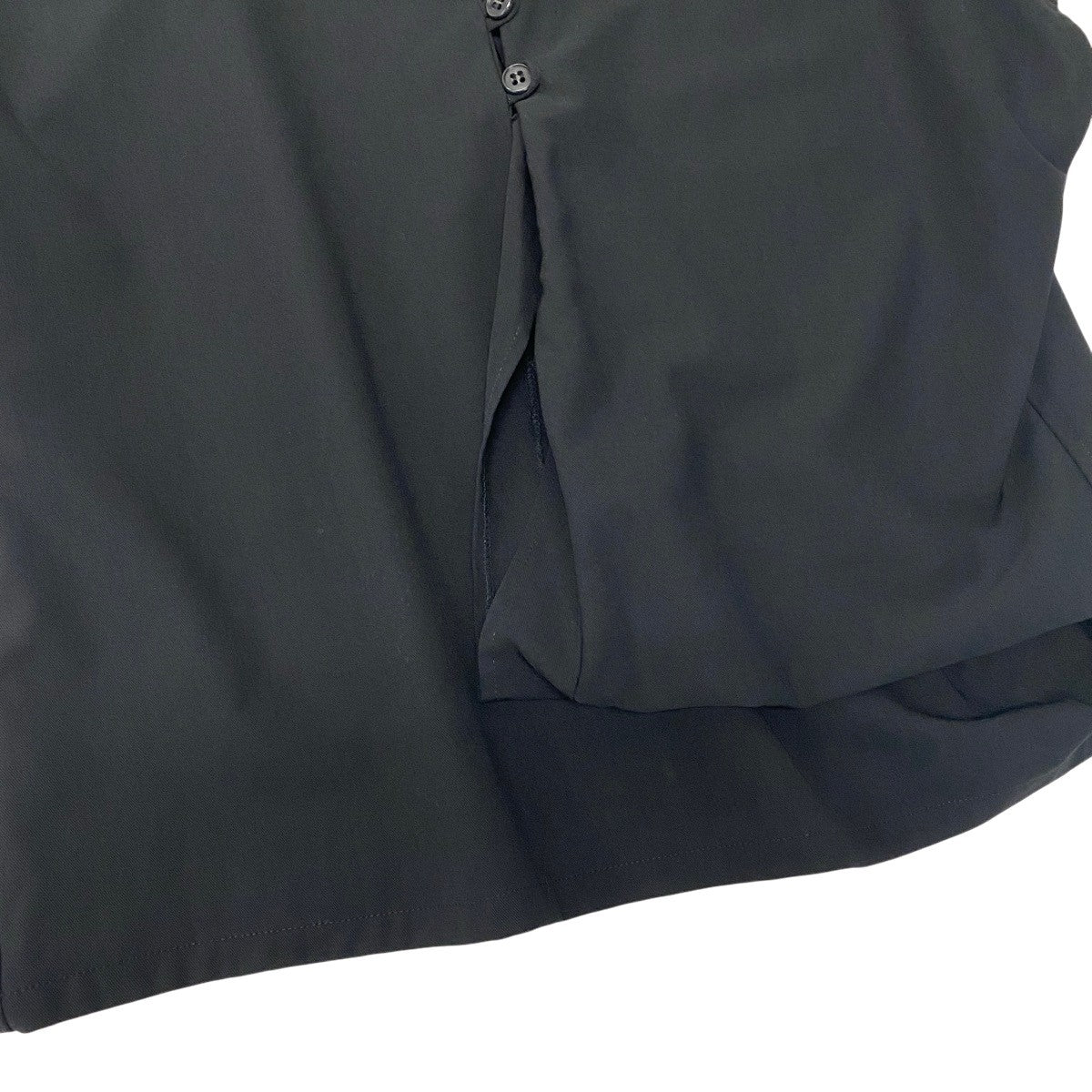 Ae28 Y`s ワイズ アシンメトリー オープンカラー 半袖シャツ YZ-B06-103 ブラック ウール100％ レディース女性服u02t
