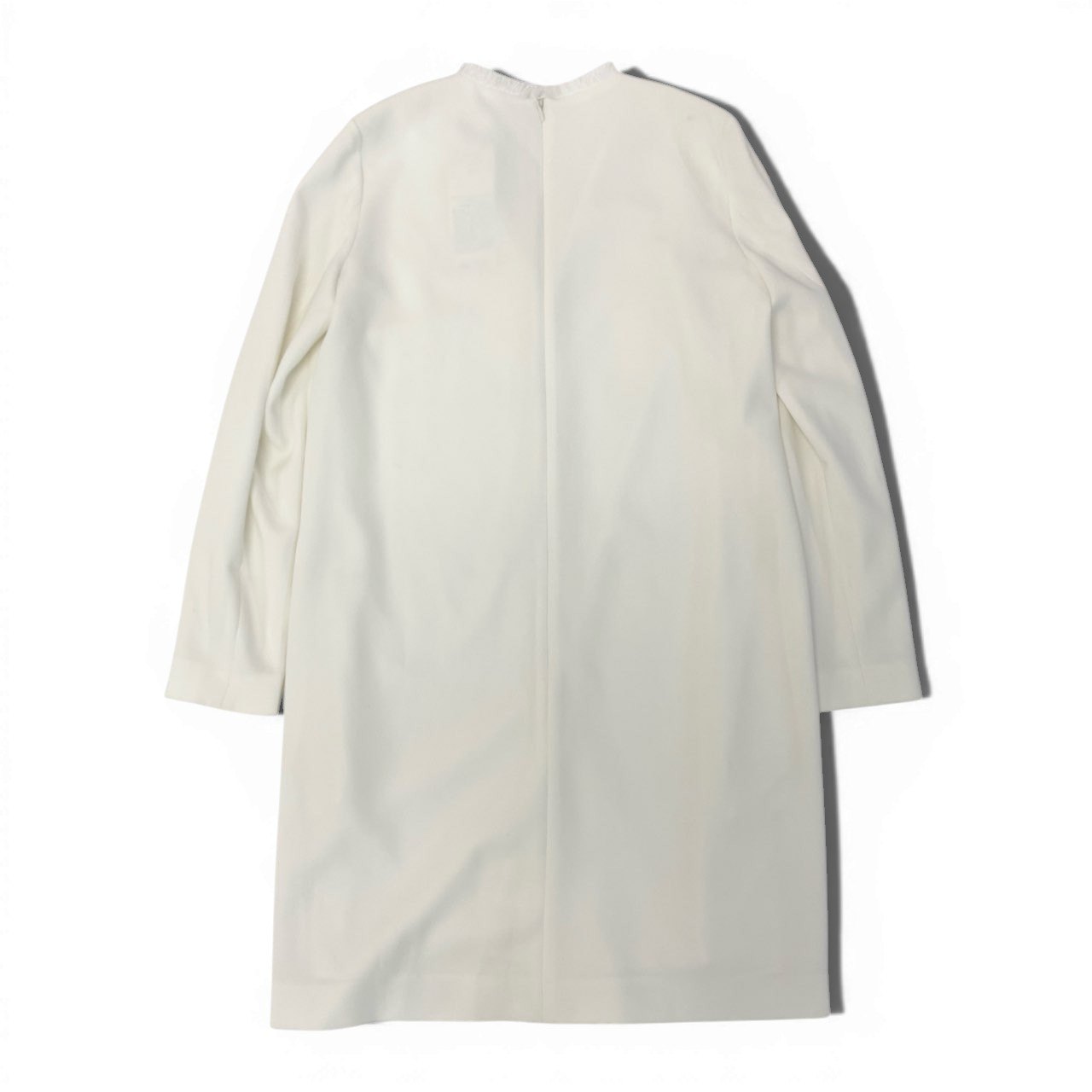 59a21【新品】Max Mara マックスマーラ フリンジデザイン 長袖ワンピース バックジップ サイズ40 ホワイト レディース 女性用 トップスk02i