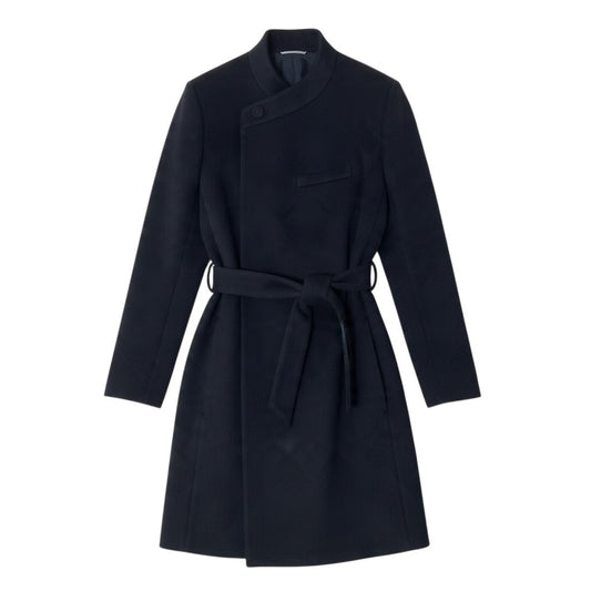 46j15 【極美品】 DIOR HOMME ディオールオム スタンドカラー ロングコート ベルト付 ウールカシミヤ混 183C354A3183 サイズ46 ブラック メンズ アウターu02t