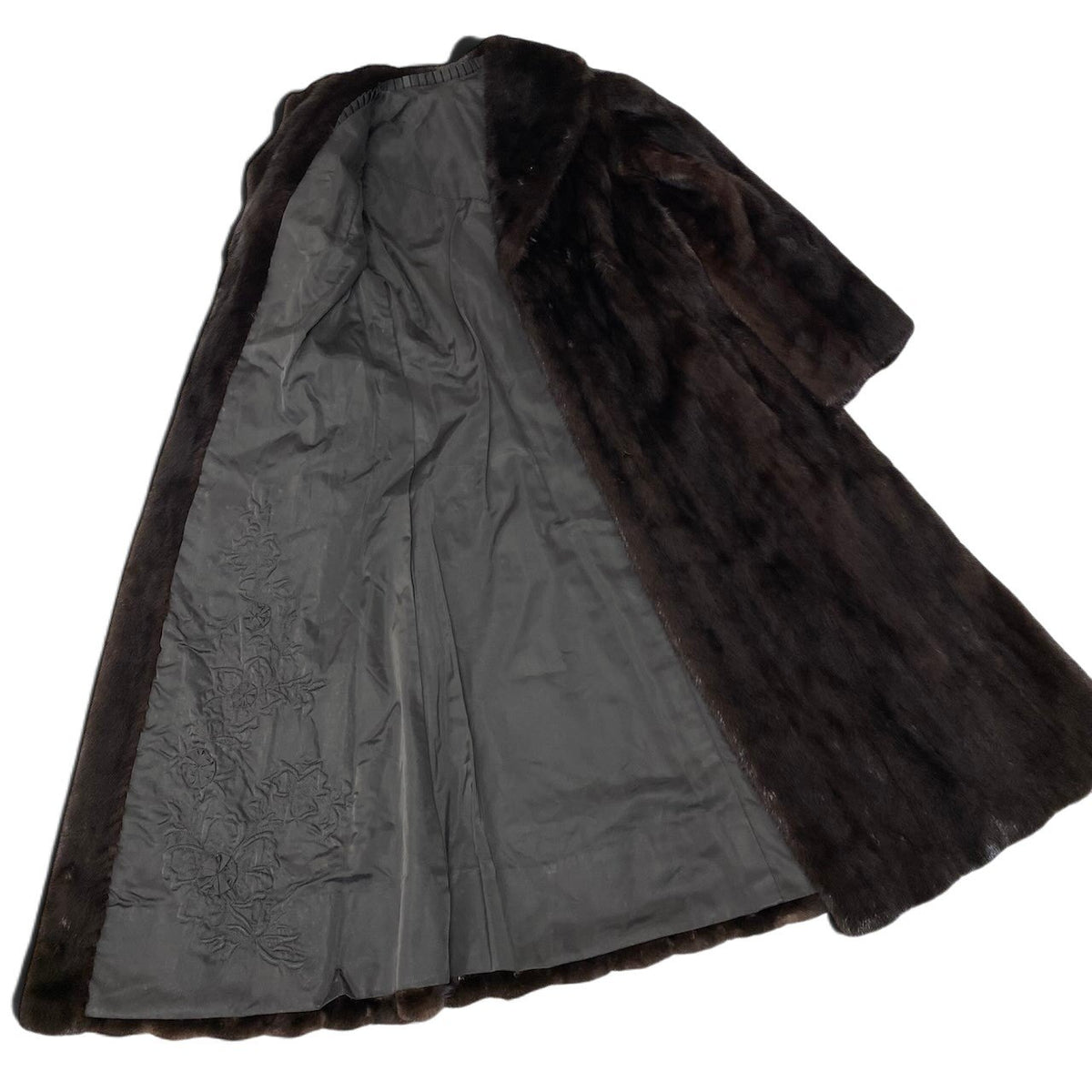 12i21 ダークミンク 超ロングコート 丈115cm サイズF ダークブラウン 本毛皮 Dark Mink Fur Long Coat リアルファーt18r