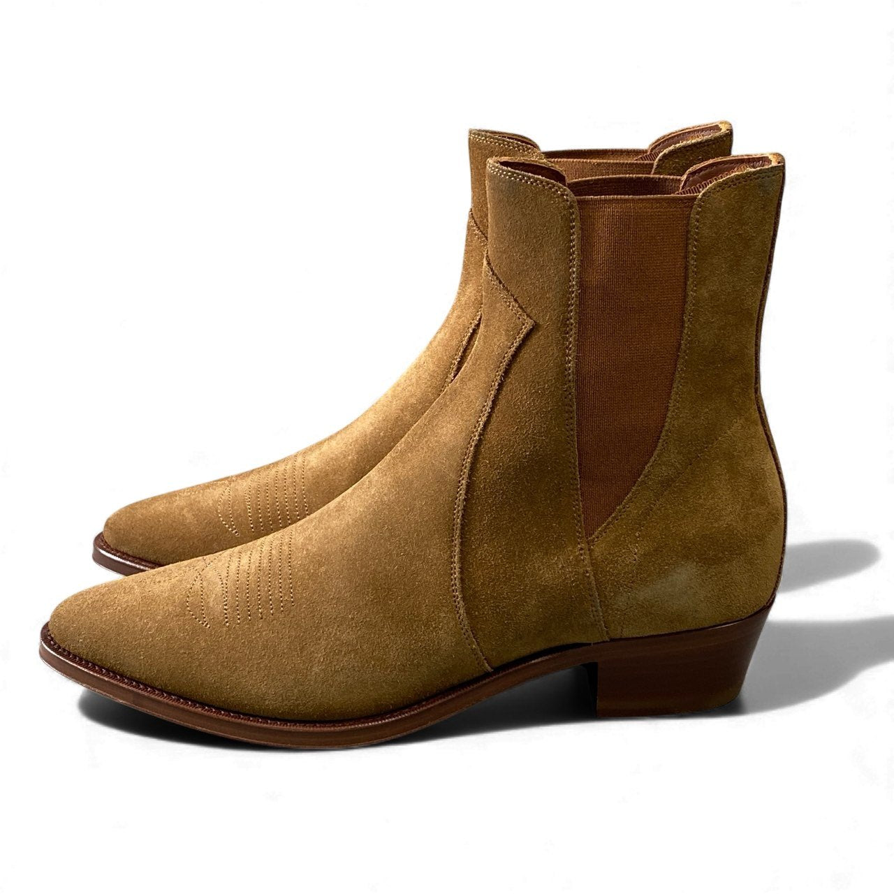 1L11【極美品】CELINE セリーヌ エディスリマン ウエスタンブーツ チェルシーブーツ ハバナ サイズ40 ベージュ スウェード メンズ 男性用 靴k02i