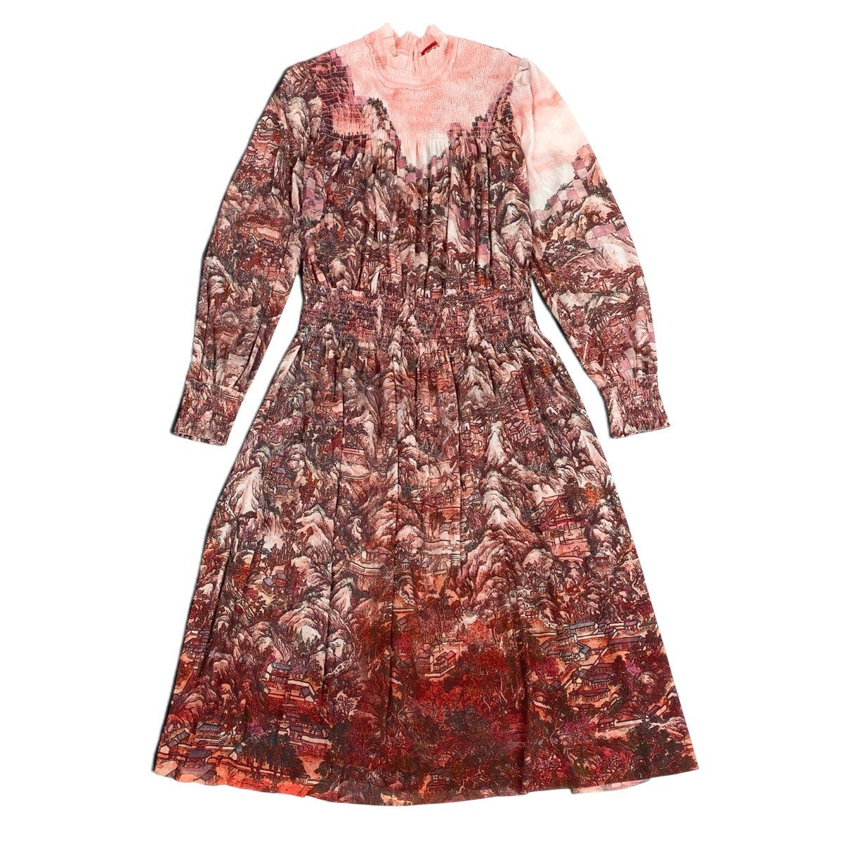 Ah28 VIVIENNE TAM Power Net Landscape Print Dress Size 38 Women'sk02i