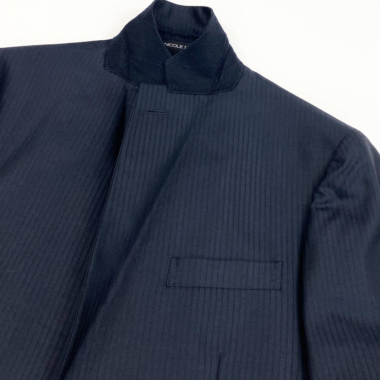 59j6 《極美品》 NICOLE Selection ニコルセレクション 大きいサイズ 3ピース スリーピース シングルスーツ 2釦 ストライプ柄 ビジネス フォーマル 52 ネイビーu02t