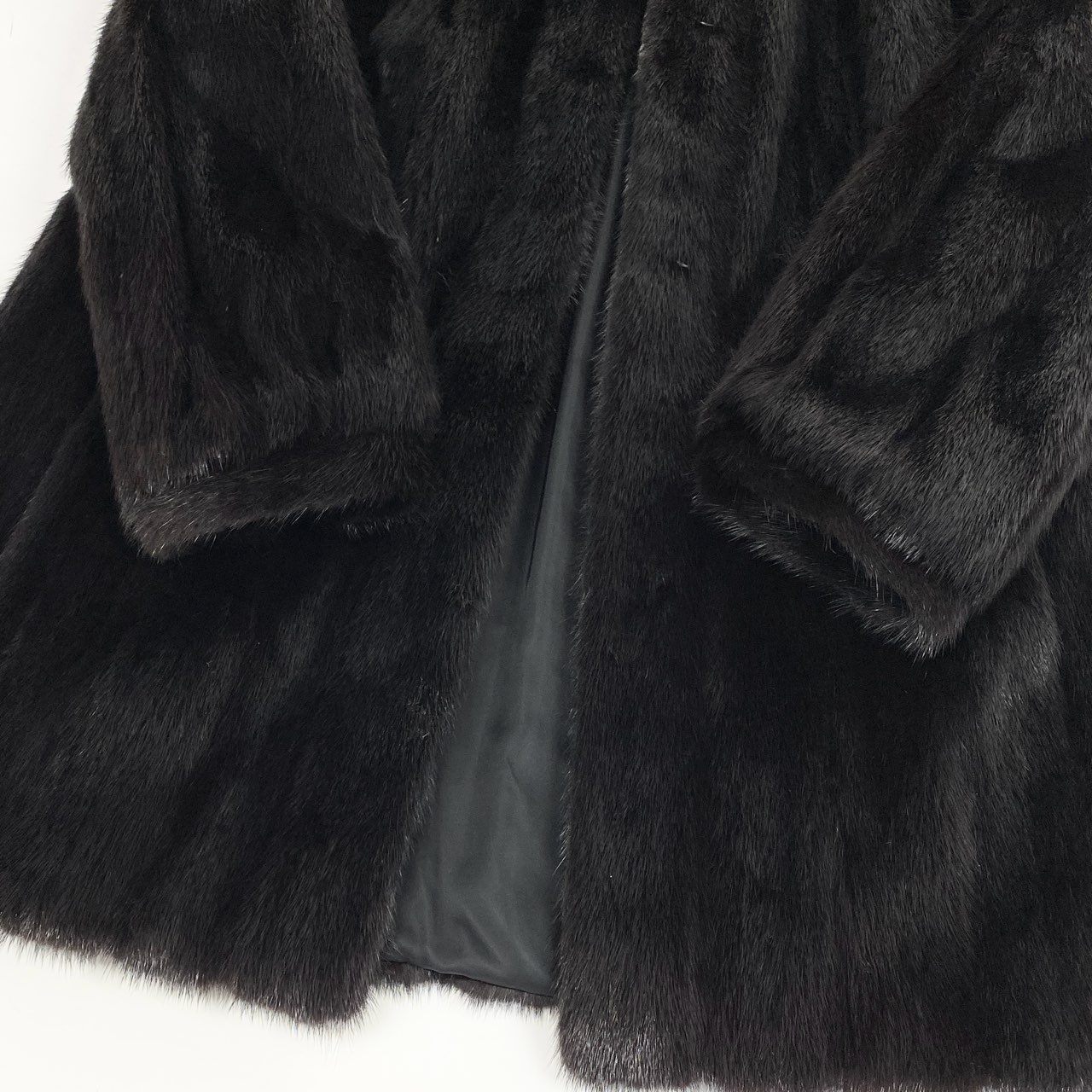 17a16 ダークミンク ロングコート サイズ11 Black ブラック 本毛皮 Dark Mink Fur Long Coatt18r