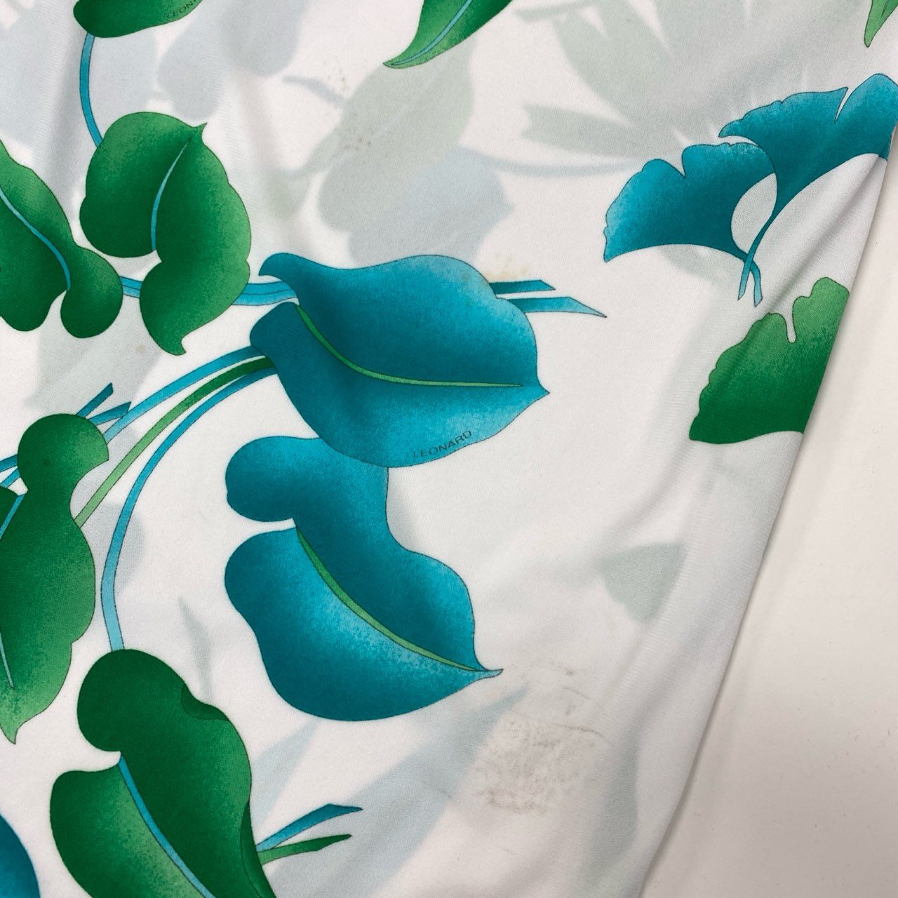 19k10 LEONARD レオナール ノースリーブワンピース ロングワンピース カンカン素材 0150242 42サイズ ホワイト グリーン レディースu02t