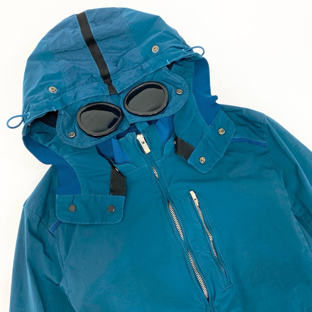 40l25【美品】C.P.COMPANY シーピーカンパニー ゴーグルジャケット ナイロンジャケット 2014SS フード着脱可 14SCPUC04572 001020 Sサイズ相当 グリーン メンズu02t