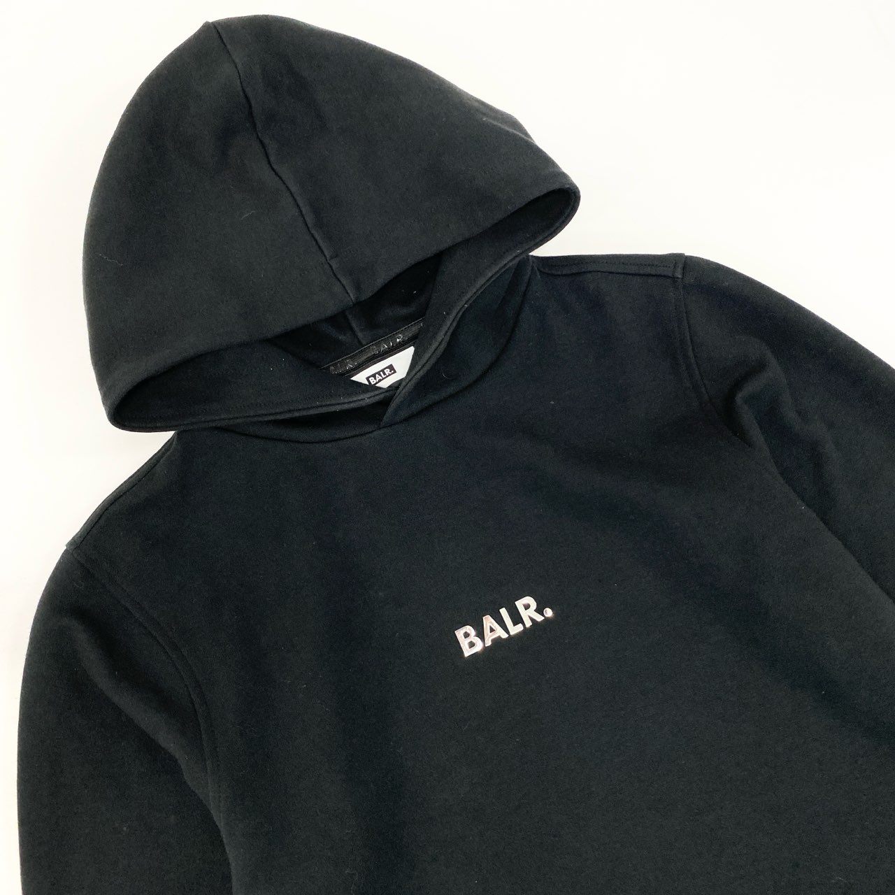 72j15 BALR. ボーラー プルオーバー フーディー パーカー ロゴメタル サイドジップ Sサイズ ブラック メンズu02t
