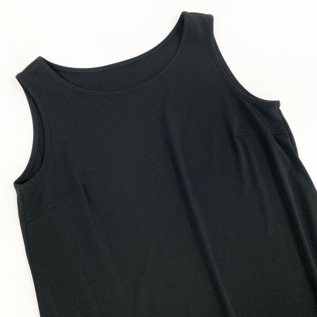 37L22 【美品】TOKUKO 1er VOL トクコプルミエヴォル ノースリーブチュニック チュニックカットソー チュール ストレッチ素材 9サイズ ブラック レディースu02t