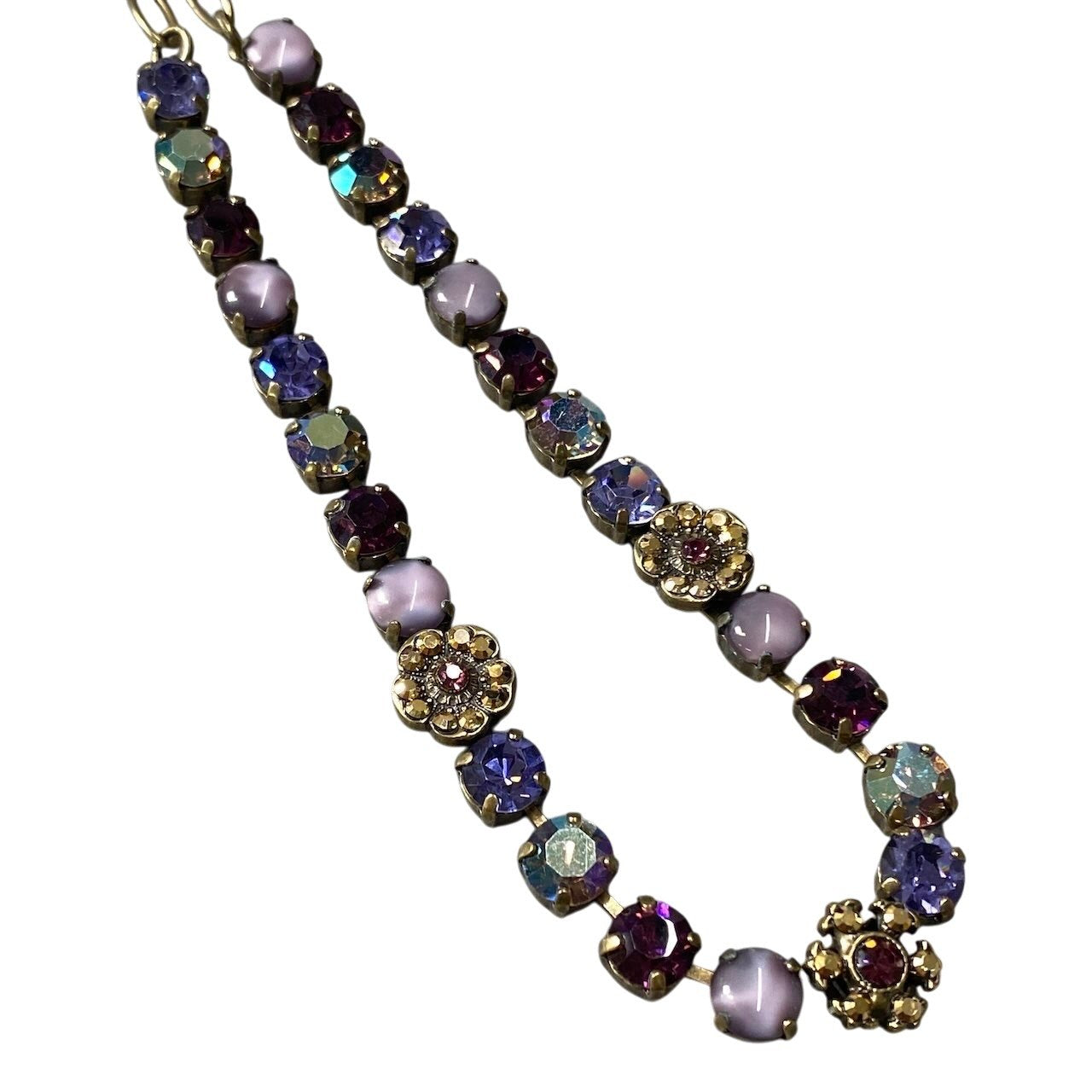 h11 22 《美品》 Mariana マリアナ 天然石 × クリスタル ビジュー パープル アクセサリー ジュエリー アンティークt18r