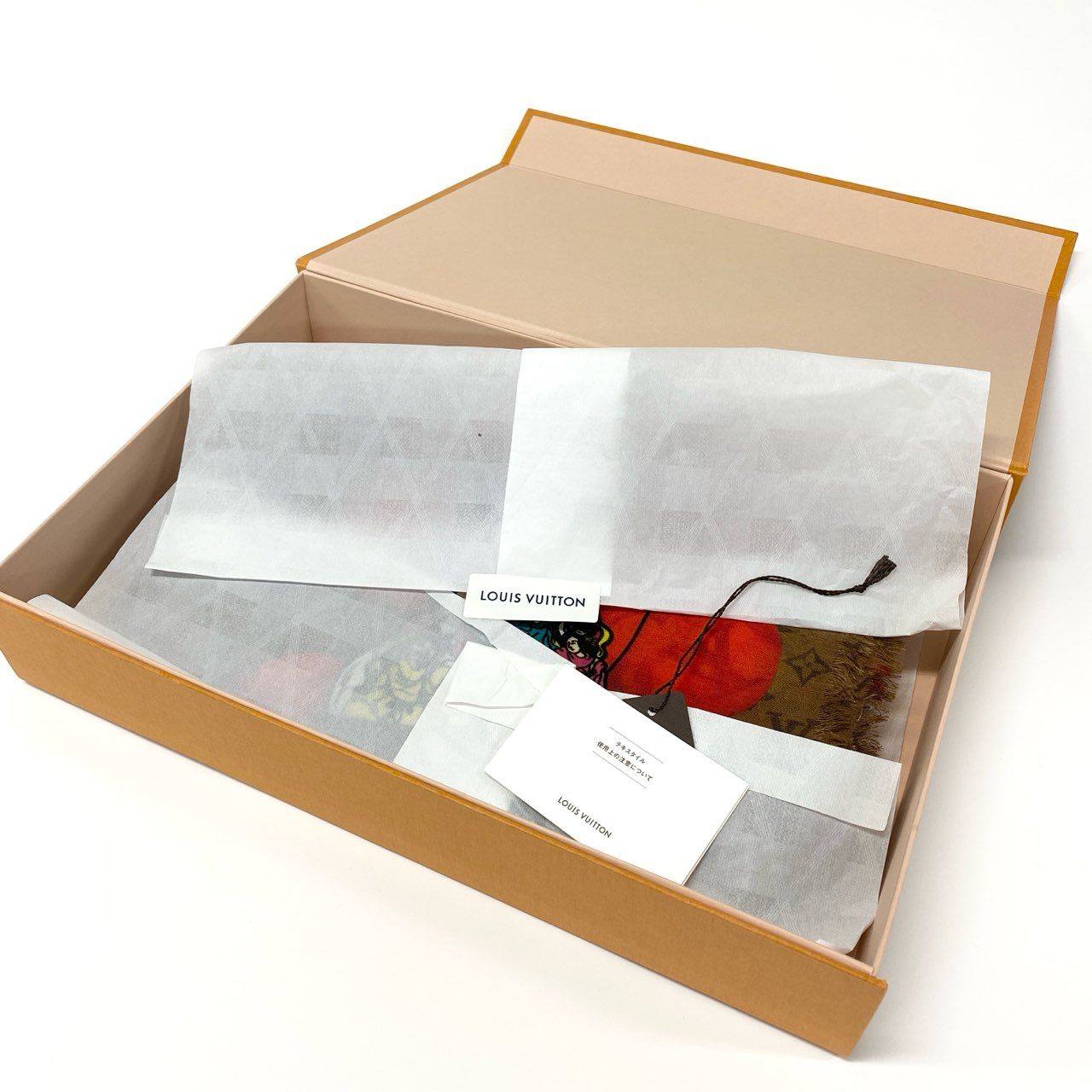 Ⅼ2 LOUIS VUITTON ルイヴィトン モノグラム エトール カブキ スティッカー 大判ストール カシミヤシルク MP1941 ベージュ ユニセックスk02i