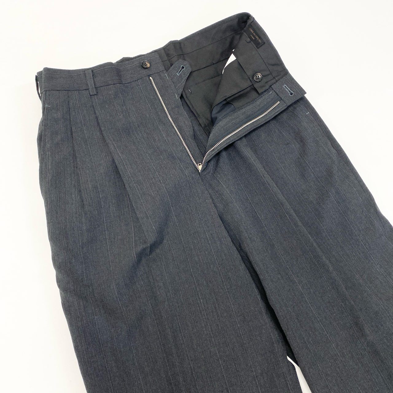 6k1 COMME des GARCONS HOMME コムデギャルソンオム 田中オム セットアップスーツ ストライプスーツ ダブルブレスト 背抜き フォーマル メンズ 紳士服 AD1992  M グレー ウール100％o07t