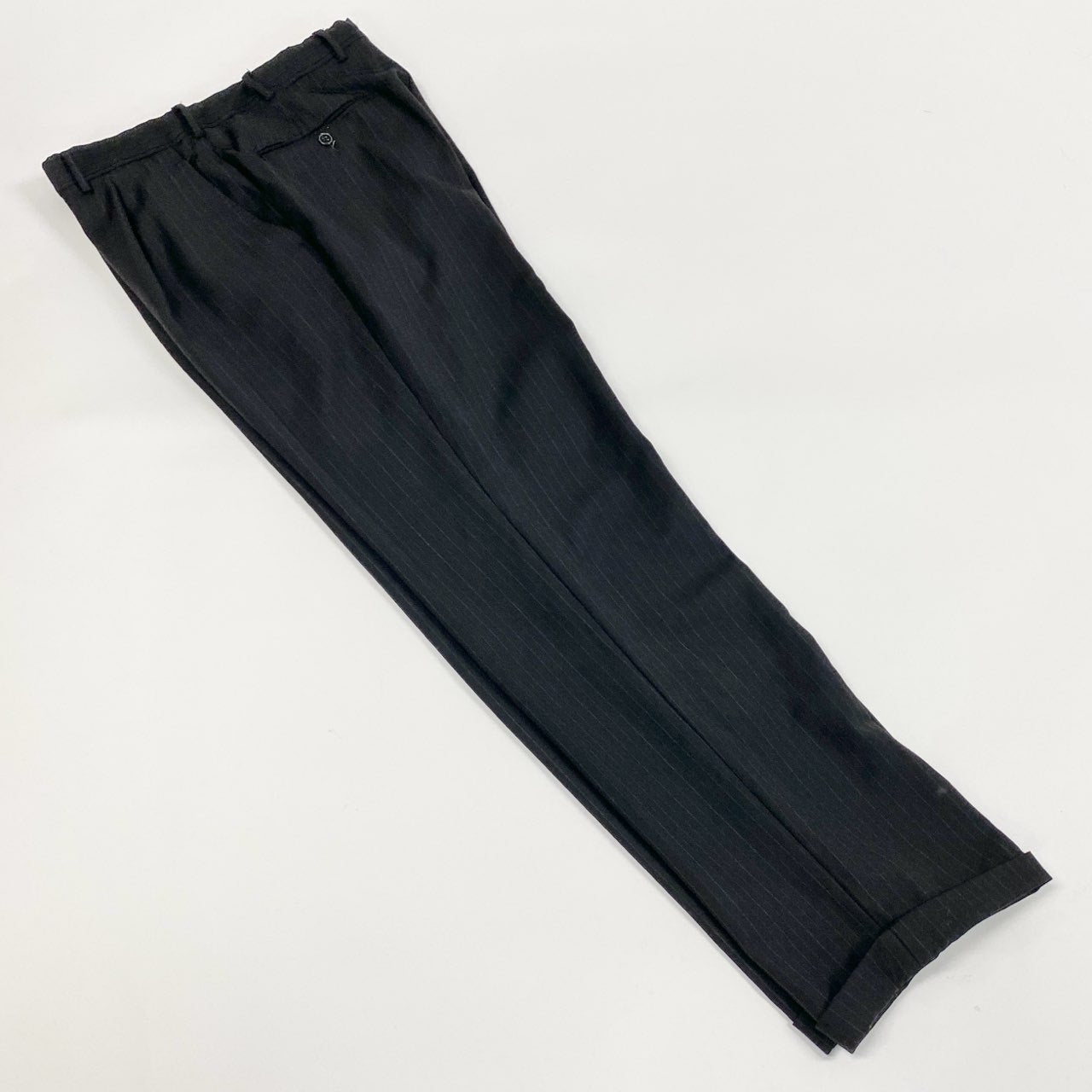 22a23 Ermenegildo Zegna エルメネジルドゼニア シングルスーツ セットアップ ビジネス ストライプ 2242RG 50 ブラック ウール メンズu02t