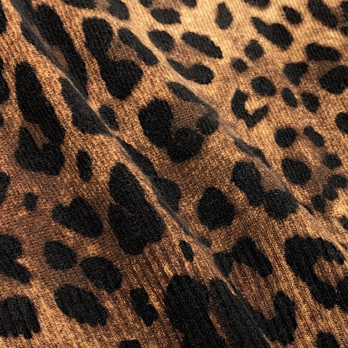 32f11 DOLCE&GABBANA ドルチェアンドガッバーナ レオパード柄 カシミヤニット Vネックセーター サイズ38 ブラウン ベージュ系 カシミア100％ レディース 女性用u02t