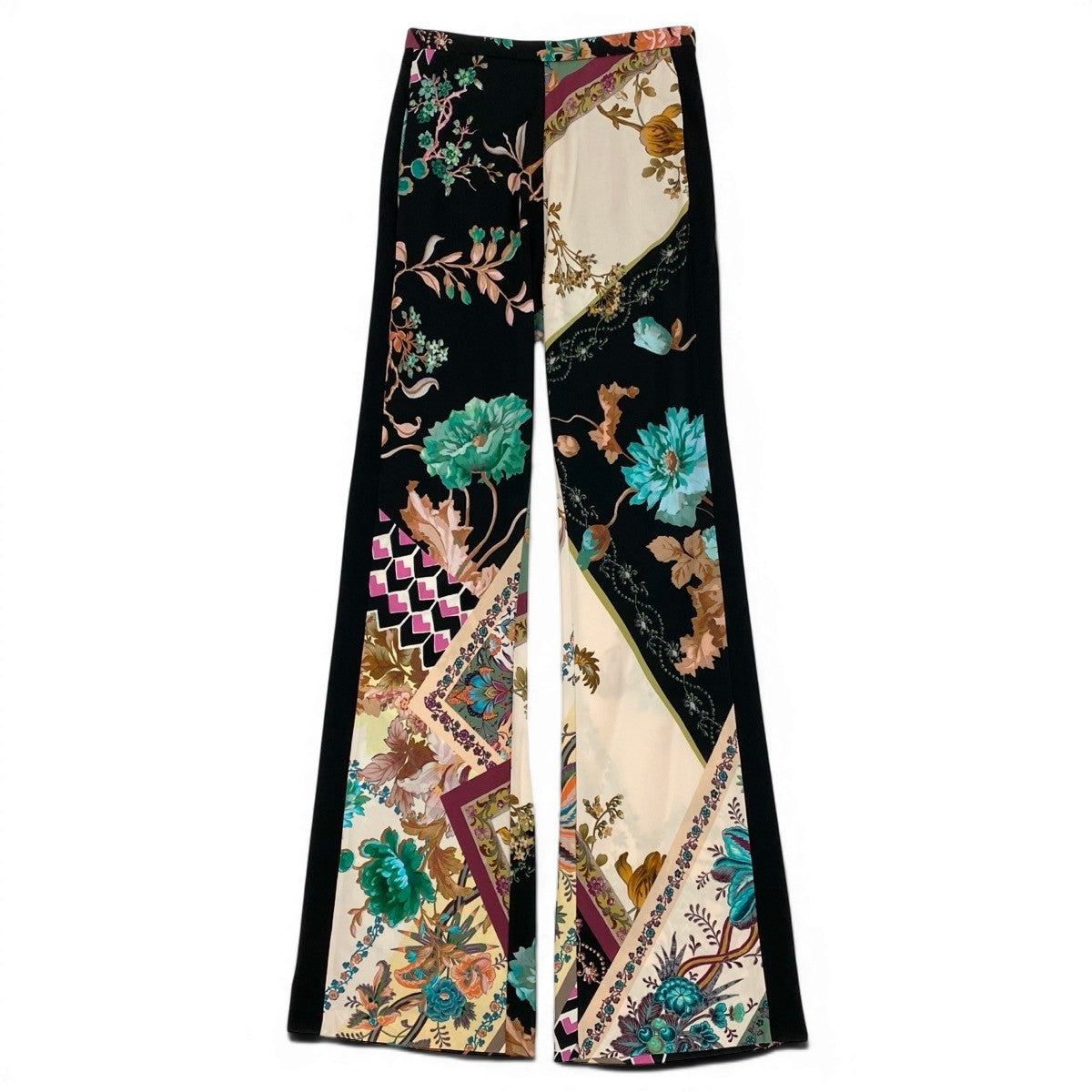 12f5 ETRO エトロ 美しい花柄プリント レーヨンパンツ ロング  サイズ38 イタリア製 マルチカラー レーヨン100％ レディース 女性服u02t