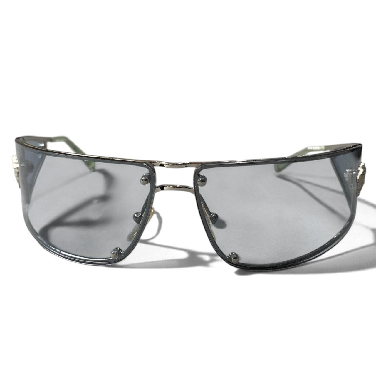 h20 VERSACE ヴェルサーチ サイドレンズサングラス Side-Shield Sunglasses MOD.N23 シルバー クリアブルーt18r