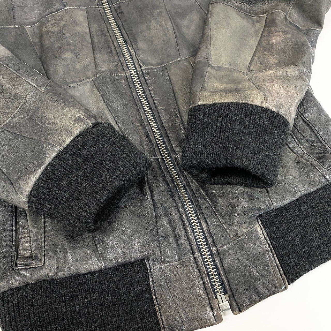 37a19 DOLCE&GABANA D&G ドルチェ＆ガッバーナ パッチワーク レザージャケット 2000’S サイズ44 グレー系 メンズ アウターk02i