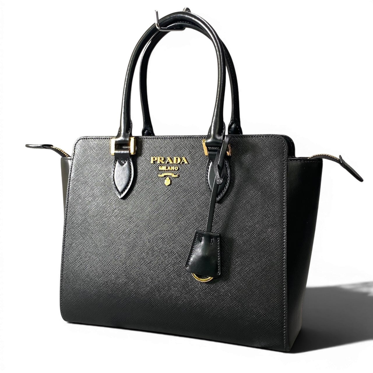 g14《極美品》 PRADA プラダ サフィアーノ 2WAY ハンドバッグ Saffiano 2Way Hand Bag 1BA113 ブラック ギャラ有t18r