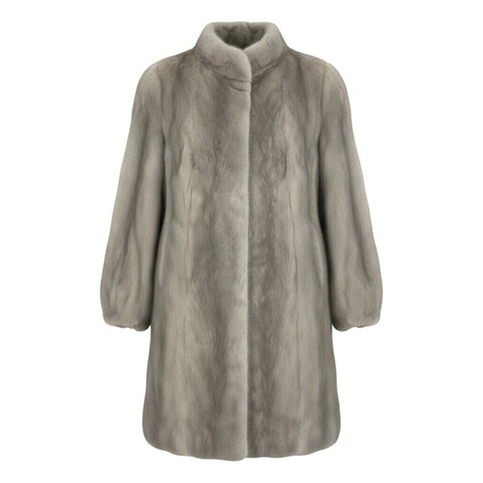 52f10 SAGA MINK サガミンク 銀サガ サファイアミンク ロングコート サイズ13 ライトグレー 最高級本毛皮 Sapphire Mink Fur Long Coatt18r