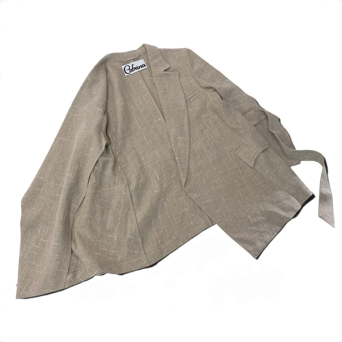 43j15 【極美品】 Cabana カバナ Cate ケイト カシュクールジャケット サマージャケット サイズ38 ベージュ リネン シルク レディースu02t