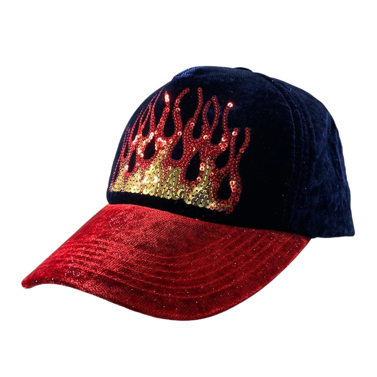 licien pellat-finet ルシアンペラフィネ スパンコールファイアー ラメキャップ Sequin Fire Glitter Cap F レッド ネイビー 帽子