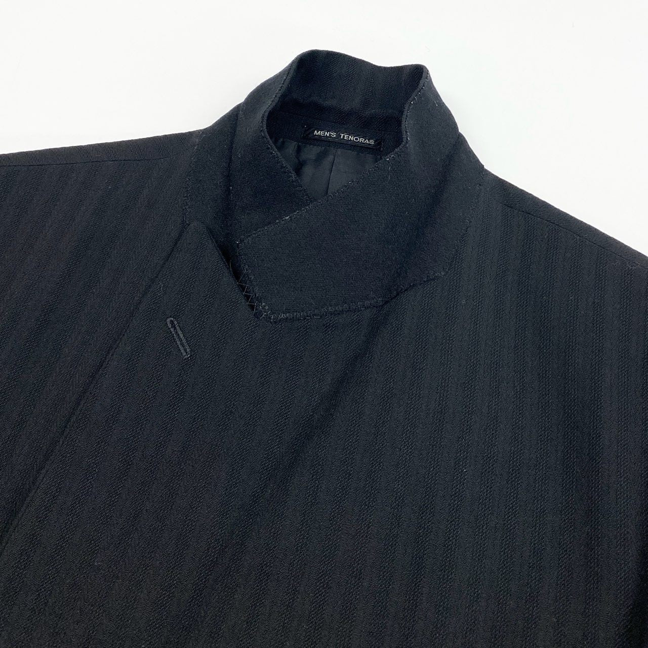 56k27 MEN`S TENORAS メンズティノラス CALZTURE UOMO セットアップスーツ 3ピース スリーピース ダブルブレスト ストライプ柄 メンズ 紳士服 大きいサイズ XL ブラック ウール100％o07t