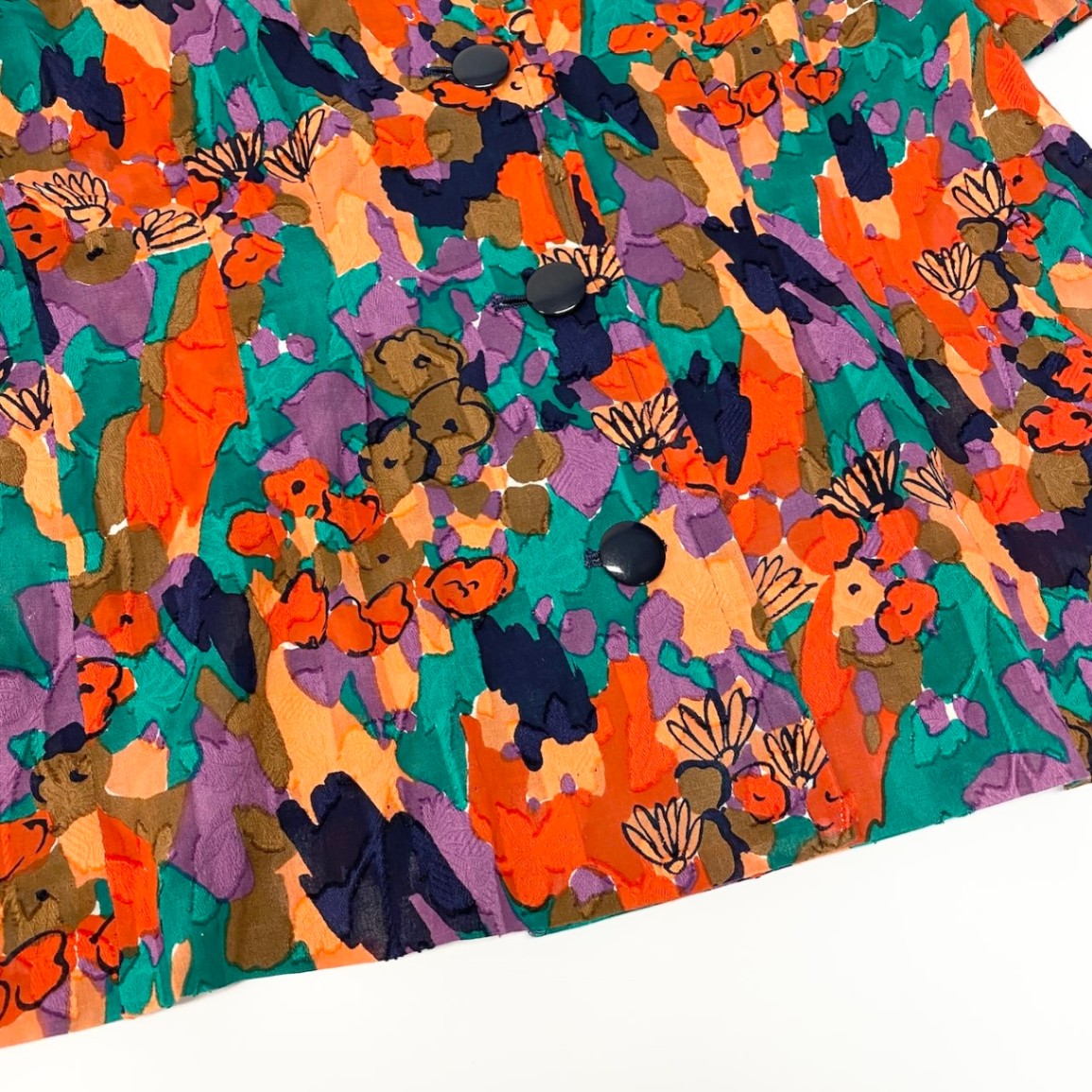 24c16 GIVENCHY ジバンシー Vintage 半袖ブラウス 花柄ブラウス カットソー トップス 15サイズ マルチカラー コットン100％ レディース 女性用o07t