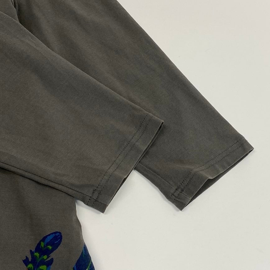 41c10 TOKUKO 1er VOL トクコプルミエヴォル チュニックワンピース Aライン 七分袖 羽柄  ストレッチ レディース 女性服 サイズ9 グレー系u02t