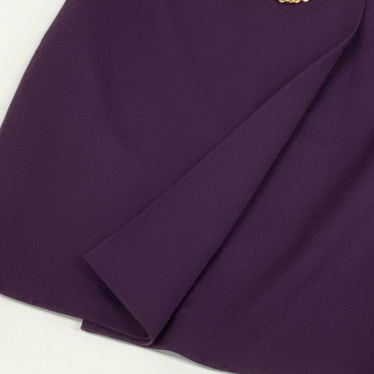 64L15 Vintage CELINE セリーヌ ヴィンテージ オールド ゴールドチェーン 台形スカート フレアスカート 38 パープル ウール レディースu02t