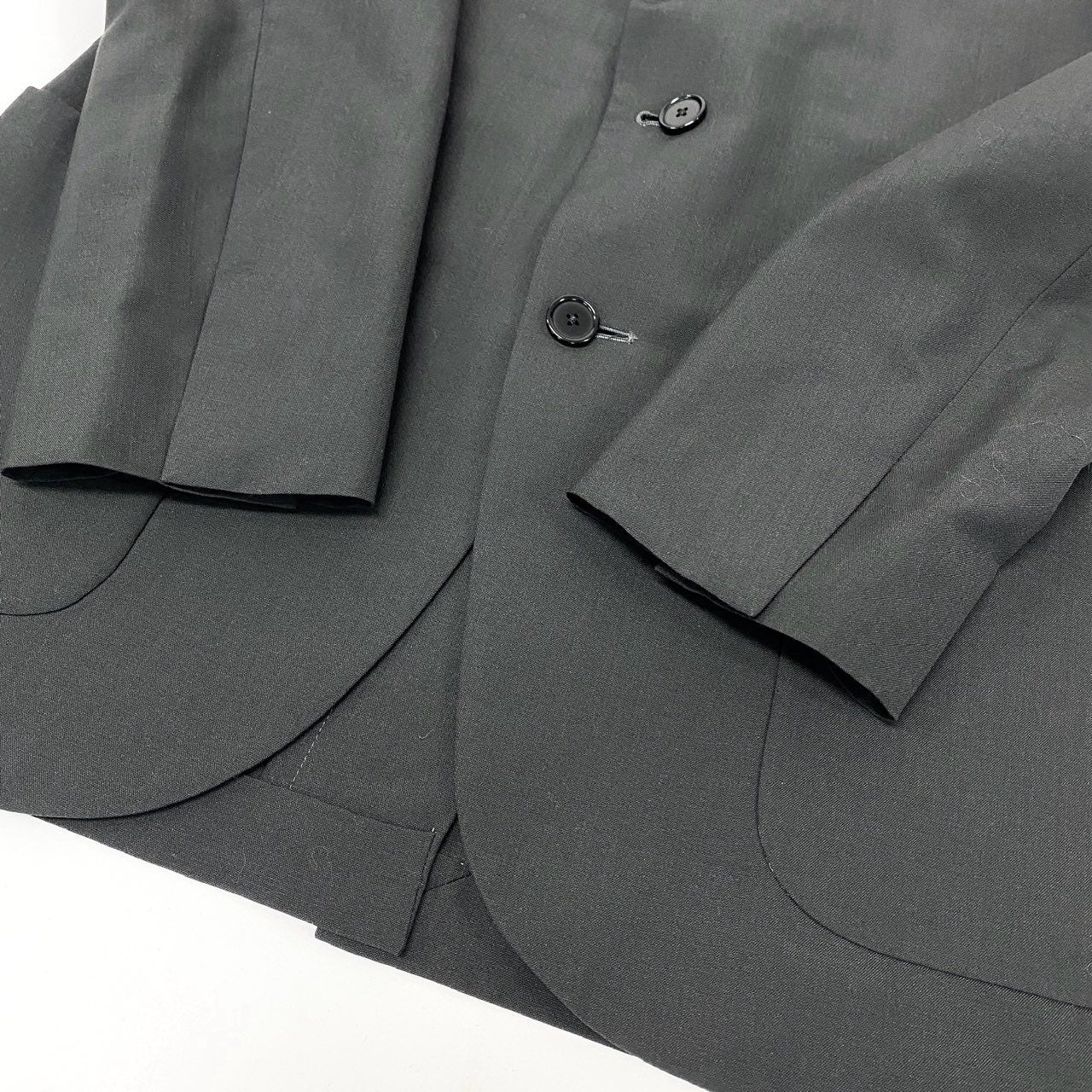 19k10 《美品》 JOHN SMEDLEY ENGLAND ジョンスメドレー セットアップスーツ シングル 2B アンコンジャケット スラックス ウール混 メンズ 紳士服 1 S ダークグレーu02t