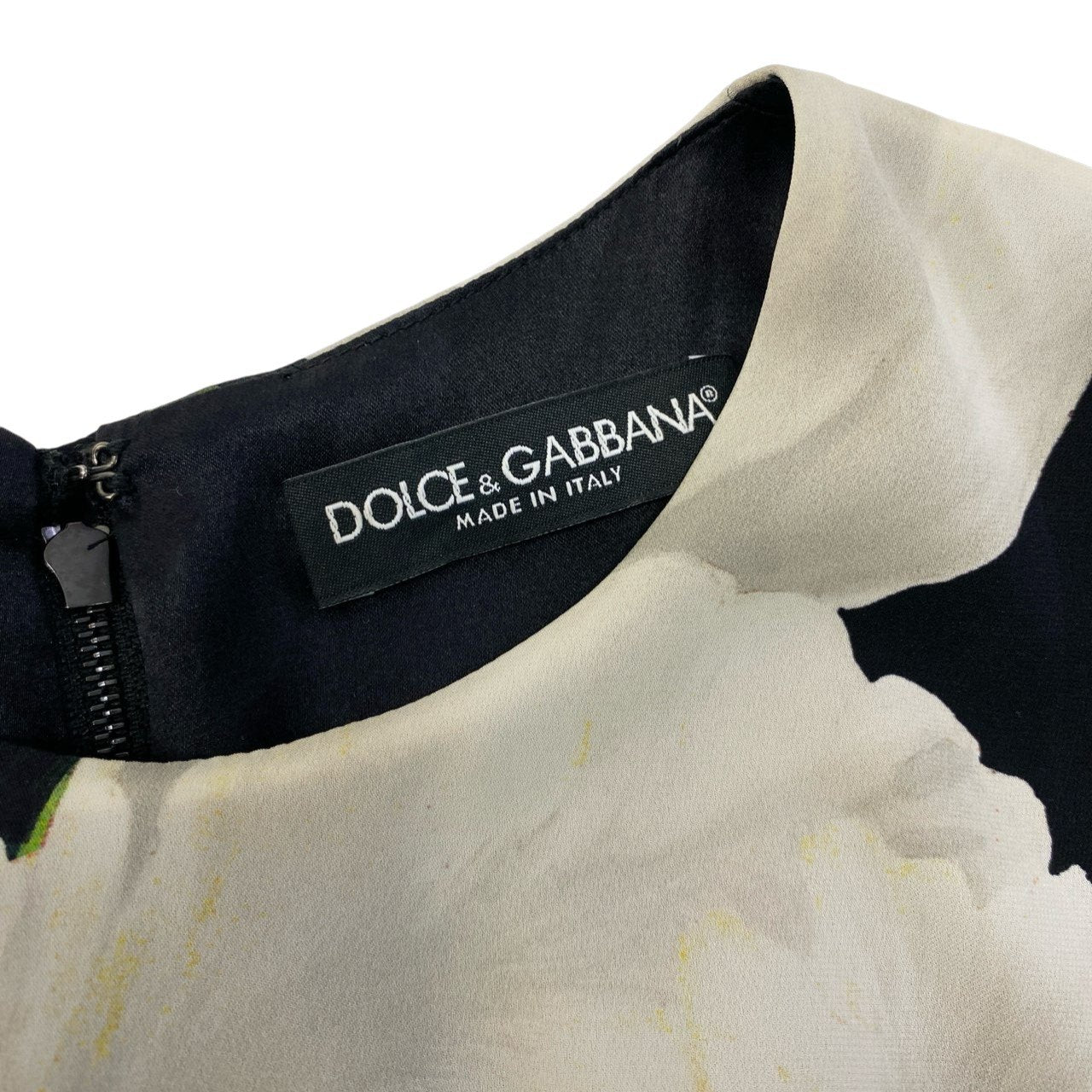13c5 DOLCE＆GABBANA ドルチェアンドガッバーナ ドレスワンピース ロングワンピース 花柄 フラワー 長袖 36 ブラック ホワイト シルク レディースu02t