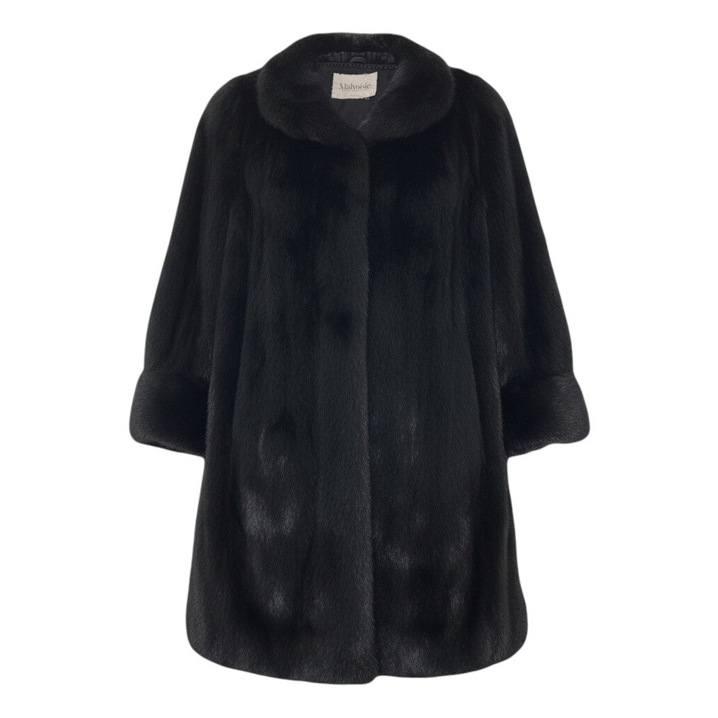 69i24 Malvoisie ダークミンク ロングコート サイズ13 ブラック 本毛皮 Dark Mink Fur Long Coat リアルファーt18r