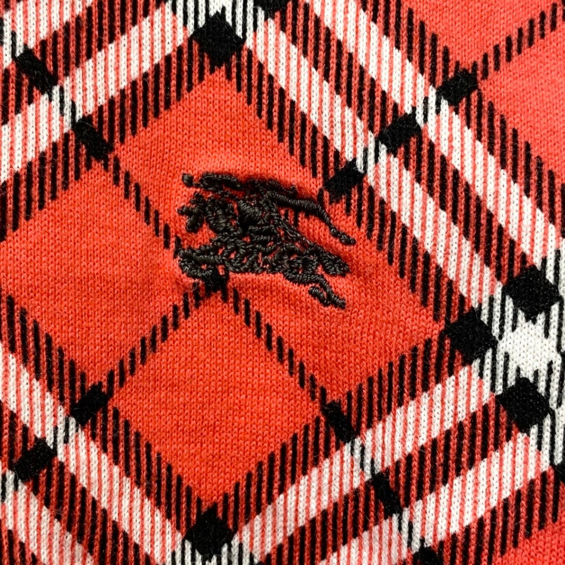 14g5 BURBERRY LONDON バーバリーロンドン ホース刺繍 チェック柄 ノースリーブ カットソー Mサイズ レッド コットン レディースo07t