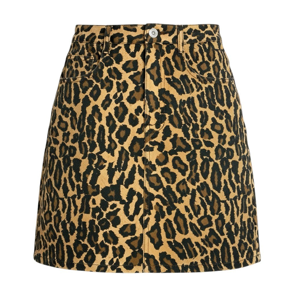 Ai3 【美品】 miu miu ミュウミュウ レオパード柄 ミニスカート キャットビジュー サイズ36 ブラウン系 レディースk02i