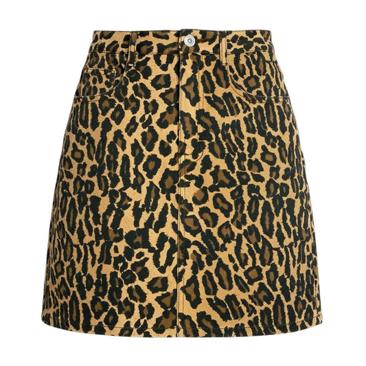 Ai3 【美品】 miu miu ミュウミュウ レオパード柄 ミニスカート キャットビジュー サイズ36 ブラウン系 レディースk02i