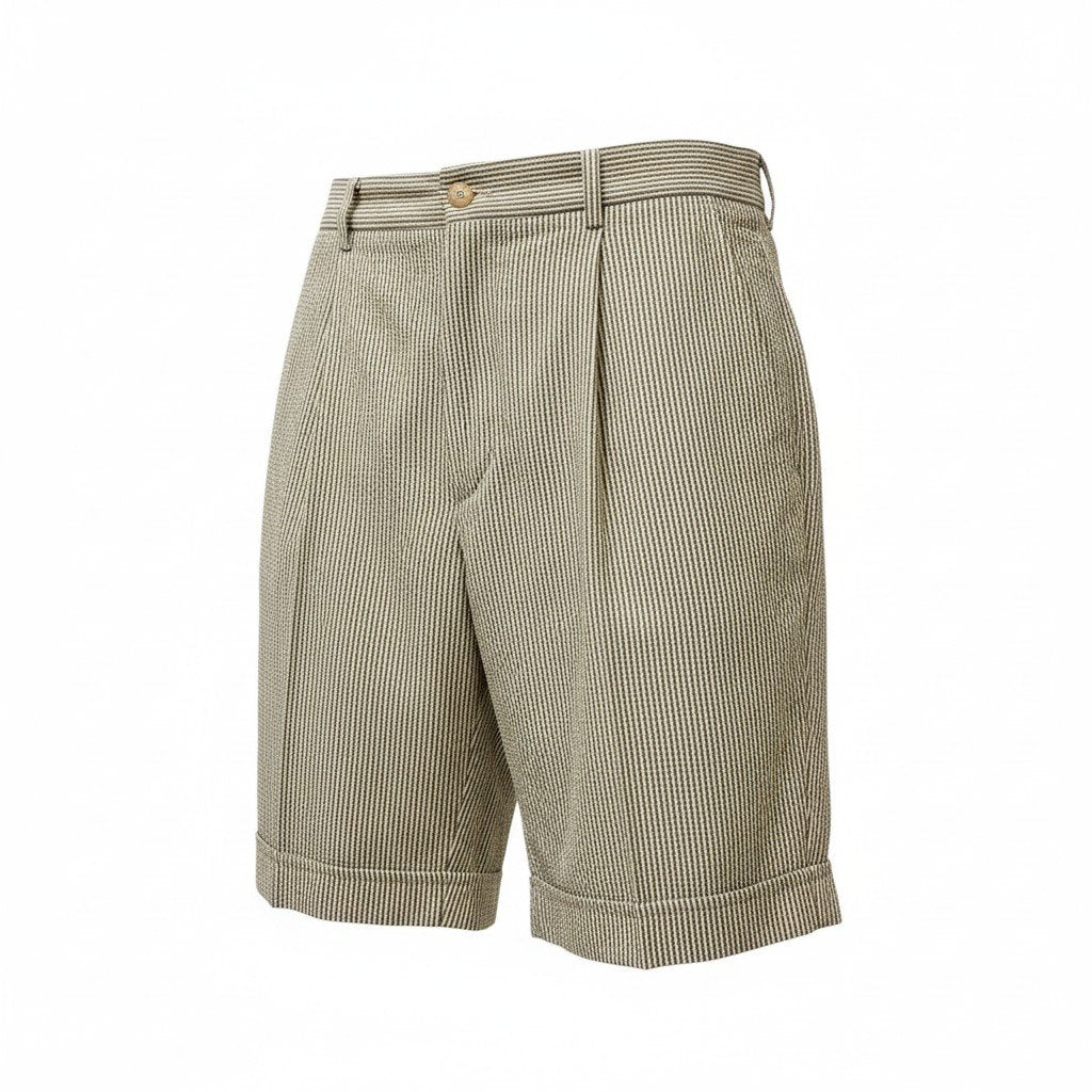 61c6 【美品】Giad's SPORT ジャブス ハーフパンツ ボトムパンツ シアサッカー ストライプ 13204 52サイズ アイボリー ブルー メンズ 男性用u02t