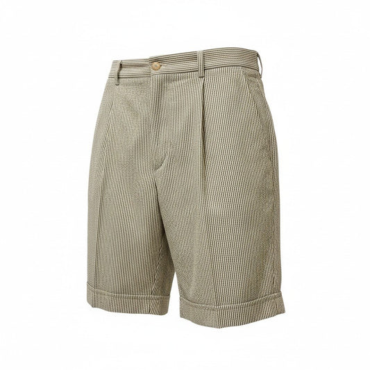 61c6 【美品】Giad's SPORT ジャブス ハーフパンツ ボトムパンツ シアサッカー ストライプ 13204 52サイズ アイボリー ブルー メンズ 男性用u02t