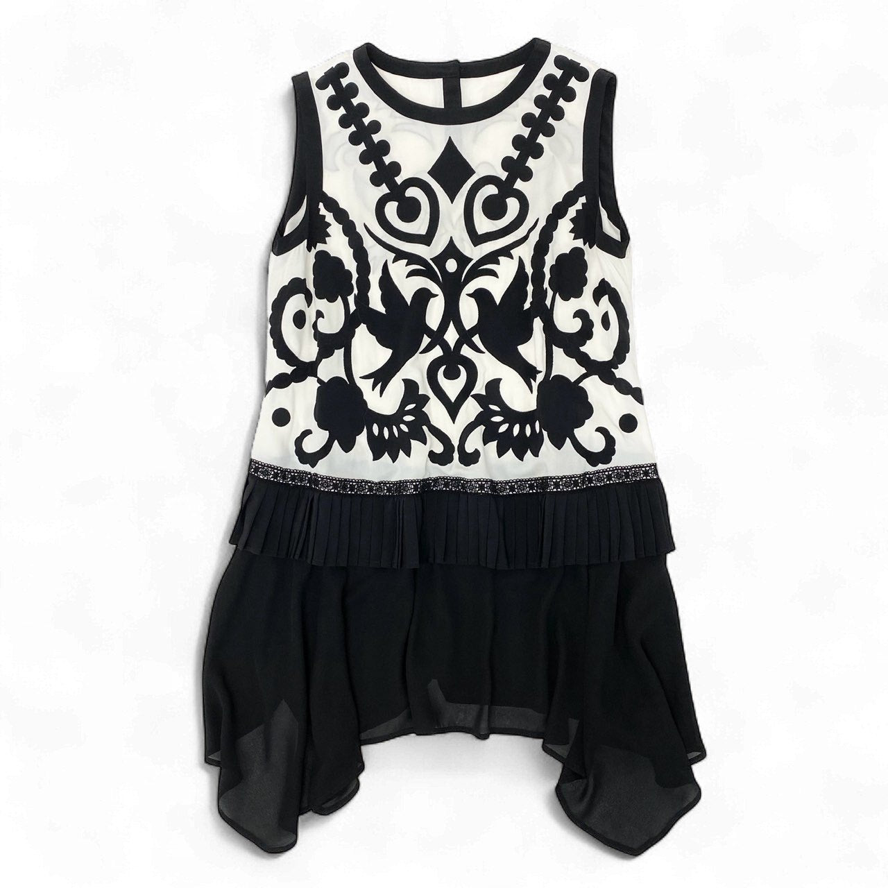 18k20 TOKUKO 1er VOL トクコプルミエヴォル ノースリーブワンピース  ドッキングワンピース モノトーン プリーツ切替 レディース 女性用 9  ブラック ホワイトu02t