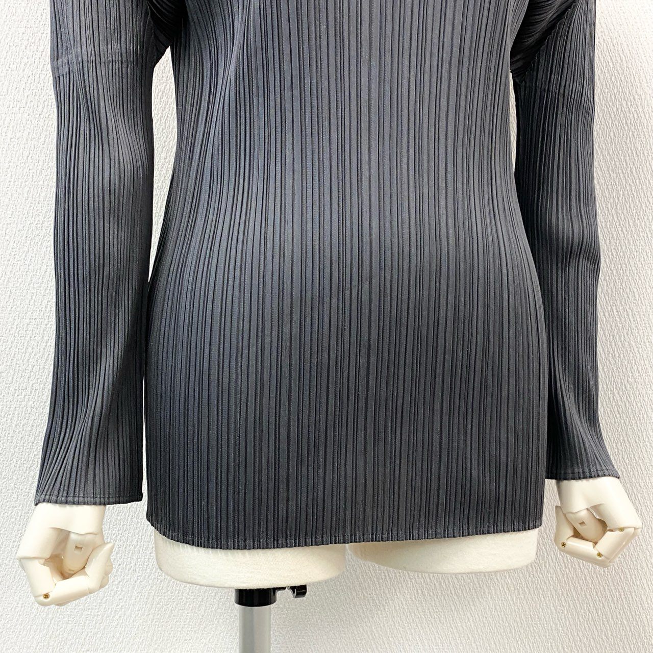 77i8 PLEATS PLEASE ISSEY MIYAKE プリーツプリーズ イッセイミヤケ 日本製 ハイネック 長袖 プリーツカットソー ロングスリーブプルオーバー PP04-JK604 3 グレー レディースo07t
