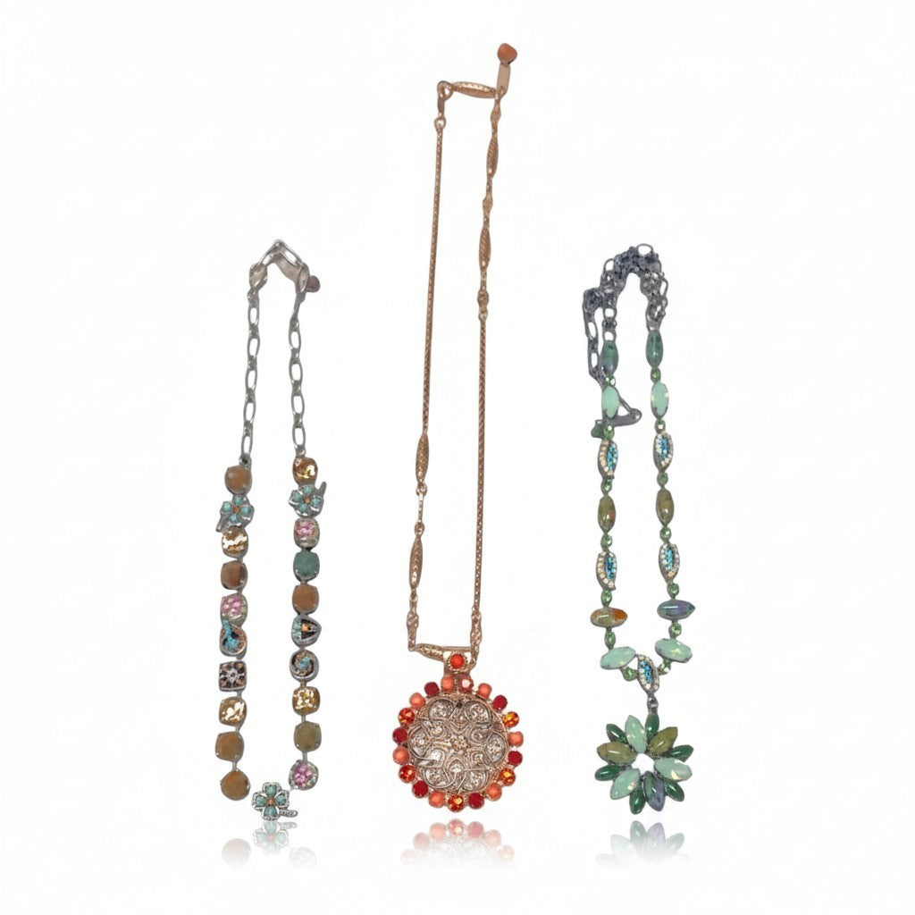 g16① 《 3点セット 》Mariana マリアナ 天然石 × クリスタル ビジューネックレス  アクセサリー ジュエリー アンティークt18r