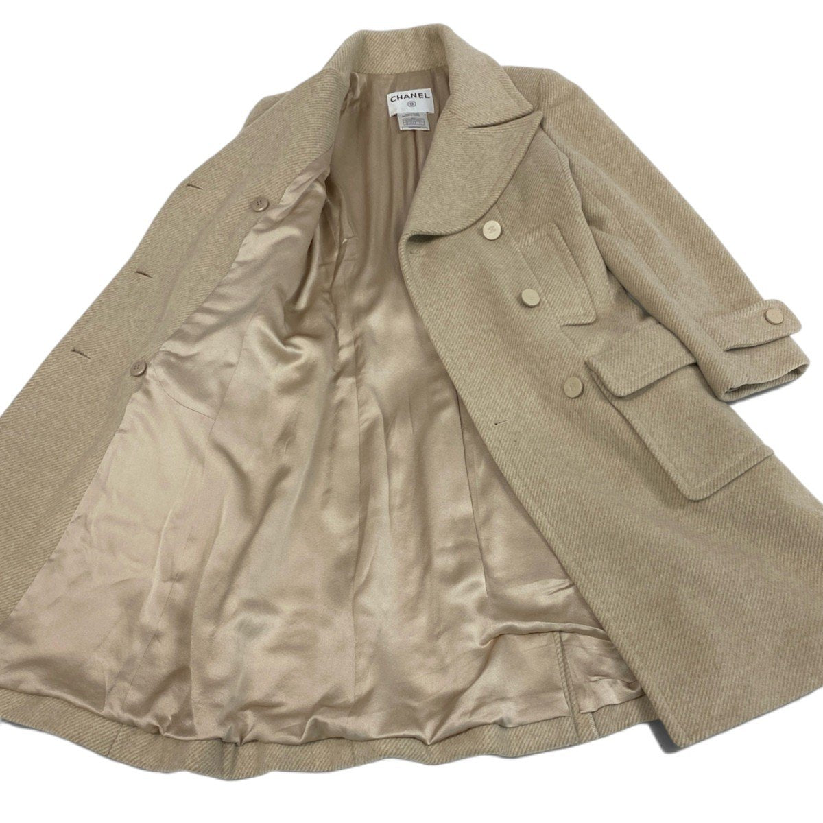 i22 CHANEL シャネル 01A カシゴラブレンド ロングコート Cashgota Blend Long Coat P18441 Size36 ベージュt18r