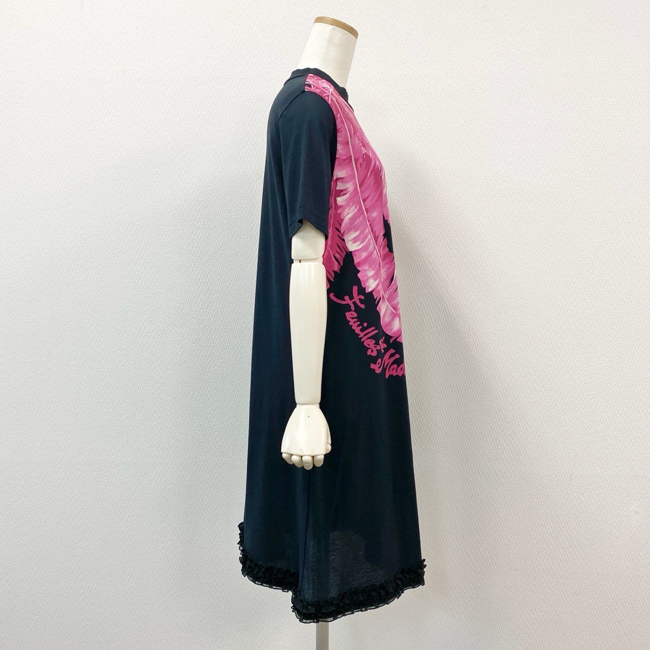 57h4【美品】TOKUKO 1er VOL トクコプルミエヴォル プリントワンピース サイズ9 ブラック ピンク  レディース トップスk02i