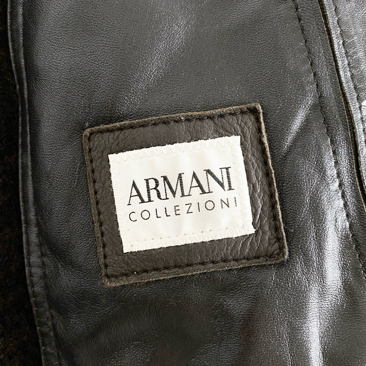 88j2 ARMANI COLLEZIONI アルマーニ コレッツォーニ ムートンコート レザーコート ロングコート フード付き サイズ48 ダークブラウン系 メンズ 男性用